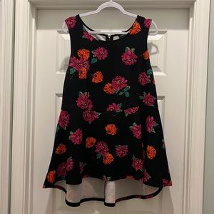 Torrid peplum black floral sleeveless top 2x